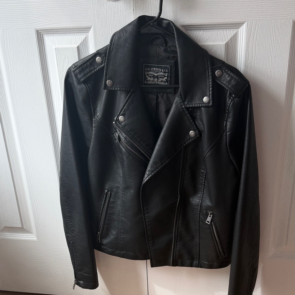 Levi's Black Faux Leather Biker Jacket for Women